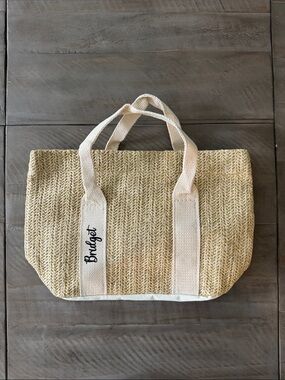 Personalized Bridget Straw Tote Bag in Natural